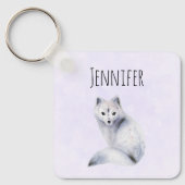 Niedlicher Nordic Fox mit floralen Markierungen Schlüsselanhänger (Vorderseite)
