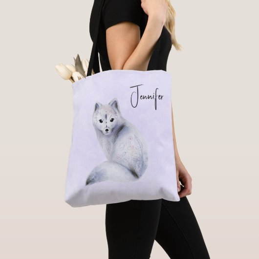 Niedlicher Nordic Fox mit floralen Markierungen Tasche (Von Nahem)