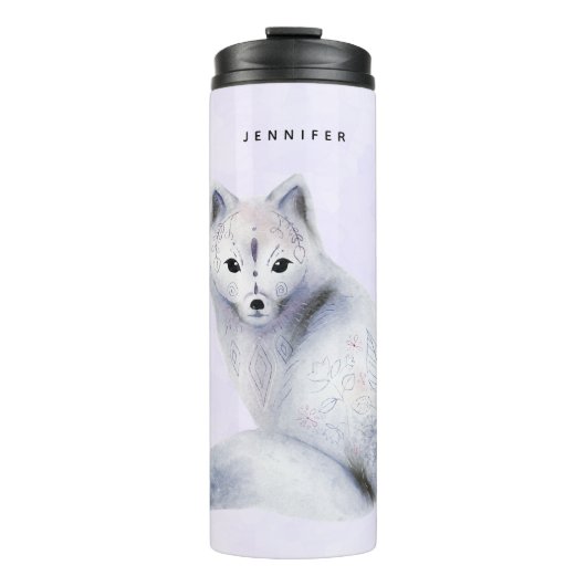 Niedlicher Nordic Fox mit floralen Markierungen Thermosbecher (Vorderseite)