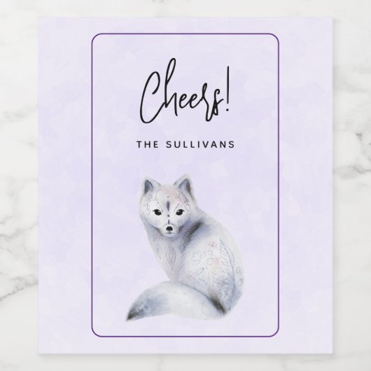 Niedlicher Nordic Fox mit floralen Markierungen Weinetikett (Einzelnes Label)