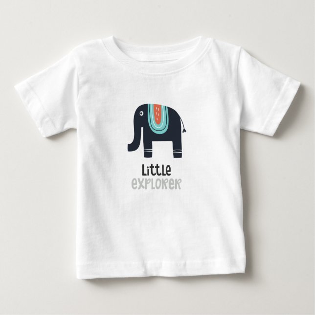Niedlicher Nordic Little Explorer Elephant Baby T-shirt (Vorderseite)