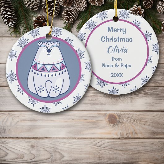 Niedlicher nordischer Stilpolsterbär Kinder Person Keramik Ornament