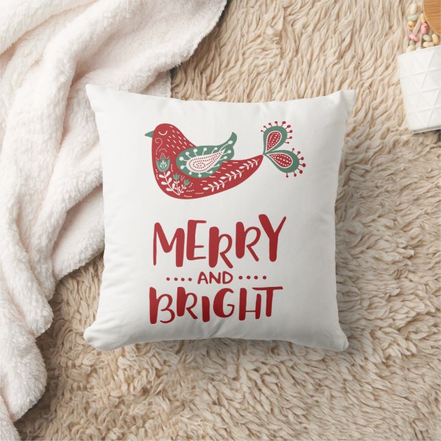 Niedlicher nordischer Vogel "Merry & Bright" Kissen (Decke)