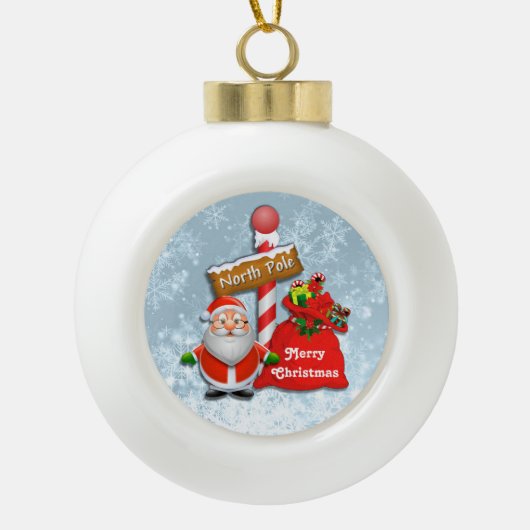 Niedlicher Nordpol Santa Ball Ornament (Vorderseite)