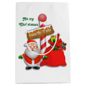 Niedlicher Nordpol Santa Custom Color Geschenkbeut Mittlere Geschenktüte (Vorderseite)
