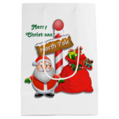 Niedlicher Nordpol Santa Custom Color Geschenkbeut Mittlere Geschenktüte (Rückseite)
