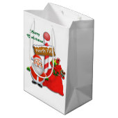 Niedlicher Nordpol Santa Custom Color Geschenkbeut Mittlere Geschenktüte (Rückseite Schrägansicht)