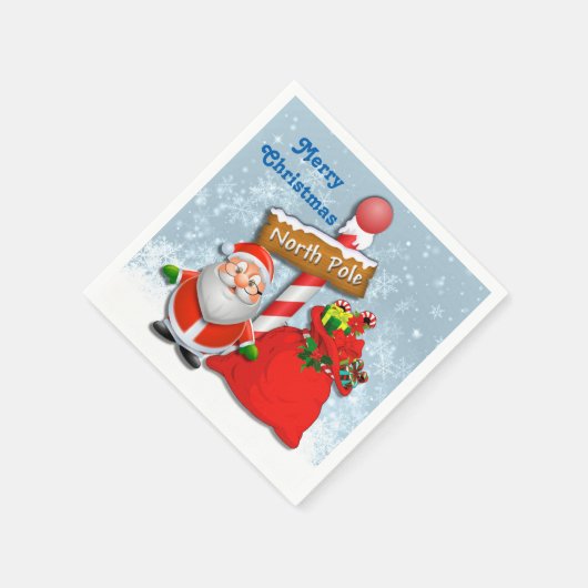 Niedlicher Nordpol Santa Napkins Serviette (Ecke)