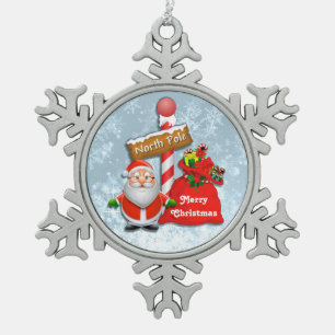 Niedlicher Nordpol Schneeflocken Zinn-Ornament