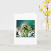 Niedlicher Notecard Goldendoodle Karte (Gelbe Blume)
