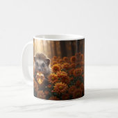 Niedlicher November-Igel mit Topas-Herz Kaffeetasse (Vorderseite Links)
