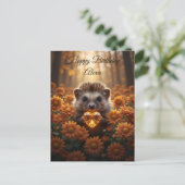 Niedlicher November-Igel mit Topas-Herz Postkarte (Stehend Vorderseite)