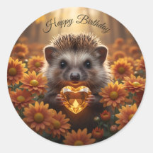 Niedlicher November-Igel mit Topas-Herz
