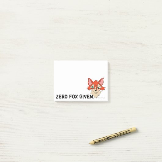 Niedlicher Nullfuchs, verabreicht von Rotem Orange Post-it Klebezettel (Auf Schreibtisch)