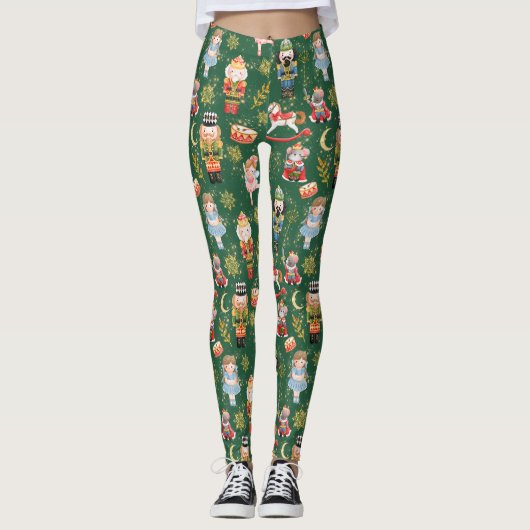 Niedlicher Nutcracker Ballet Green Leggings (Vorderseite)