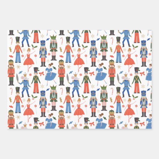 Niedlicher Nutcracker Ballet Muster Weihnachten Geschenkpapier Set (Vorderseite)