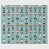 Niedlicher Nutcracker Cartoon Weihnachten Geschenkpapier (Flach)