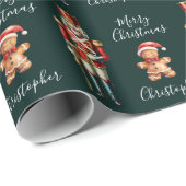 Niedlicher Nutcracker Dark Green Personalisiert We Geschenkpapier (Rolleneckpunkt)