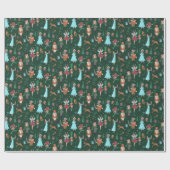 Niedlicher Nutcracker Dark Green Weihnachtsfeierta Geschenkpapier (Flach)