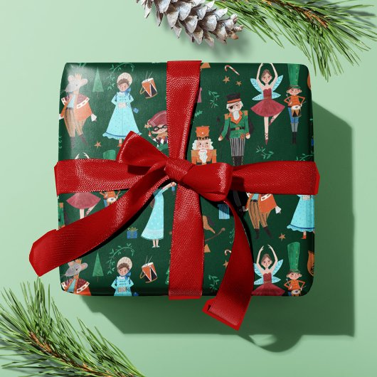 Niedlicher Nutcracker Dark Green Weihnachtsfeierta Geschenkpapier