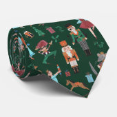 Niedlicher Nutcracker Dark Green Weihnachtsfeierta Krawatte (Gerollt)