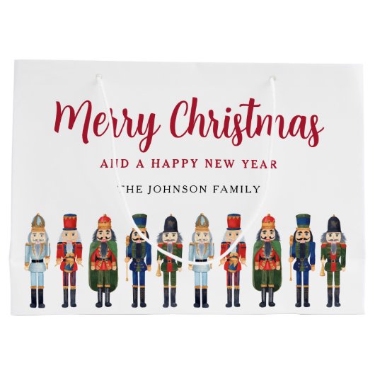 Niedlicher Nutcracker Frohe Weihnachten Große Geschenktüte (Rückseite)