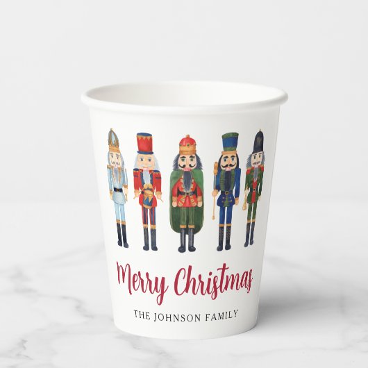 Niedlicher Nutcracker Frohe Weihnachten Pappbecher (Rückseite)
