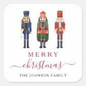 Niedlicher Nutcracker Frohe Weihnachten Quadratischer Aufkleber (Vorderseite)