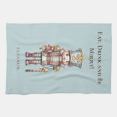 Niedlicher Nutcracker Name Eat Drink Sei fröhliche Geschirrtuch (Horizontal)