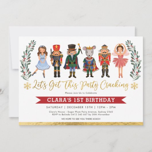 Niedlicher Nutcracker Party Winterweihnachtsfest Einladung (Vorderseite)