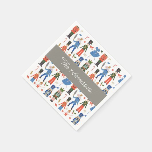 Niedlicher Nutcracker Personalisiert Weihnachten Serviette (Ecke)