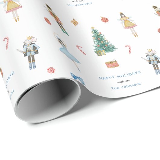 Niedlicher Nutcracker-Soldat Happy Holidays Geschenkpapier (Rolleneckpunkt)