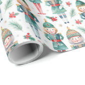 Niedlicher Nutcracker & Weihnachtsgrün Geschenkpapier (Rolleneckpunkt)