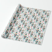 Niedlicher Nutcracker & Weihnachtsgrün Geschenkpapier (Ungerollt)