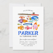 Niedlicher O-Fish-al-Reel Spaß Gone Fish Angeln Ge Einladung (Vorderseite)