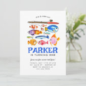 Niedlicher O-Fish-al-Reel Spaß Gone Fish Angeln Ge Einladung (Stehend Vorderseite)