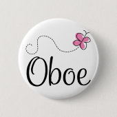 Niedlicher Oboe rosa Schmetterling Button (Vorderseite)