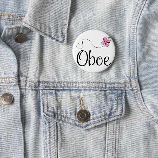 Niedlicher Oboe rosa Schmetterling Button (Beispiel)