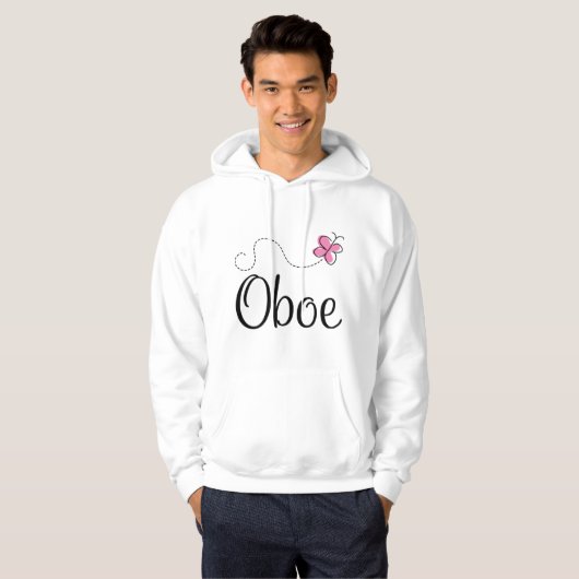 Niedlicher Oboe rosa Schmetterling Hoodie (Vorne ganz)