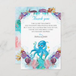 Niedlicher Ocean Octopus Farbenfrohe Babyfade Dank Dankeskarte