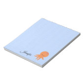 Niedlicher Octopus Cartoon Blue Waves Individuelle Notizblock (Rotiert)