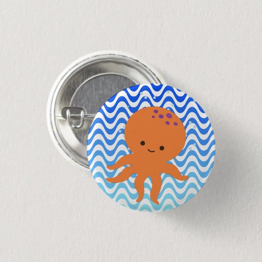Niedlicher Octopus-Cartoon Button (Vorne & Hinten)