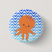 Niedlicher Octopus-Cartoon Button (Vorderseite)