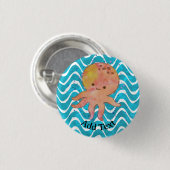 Niedlicher Octopus-Cartoon Button (Vorne & Hinten)