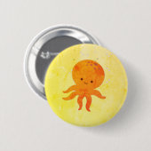 Niedlicher Octopus-Cartoon Button (Vorne & Hinten)