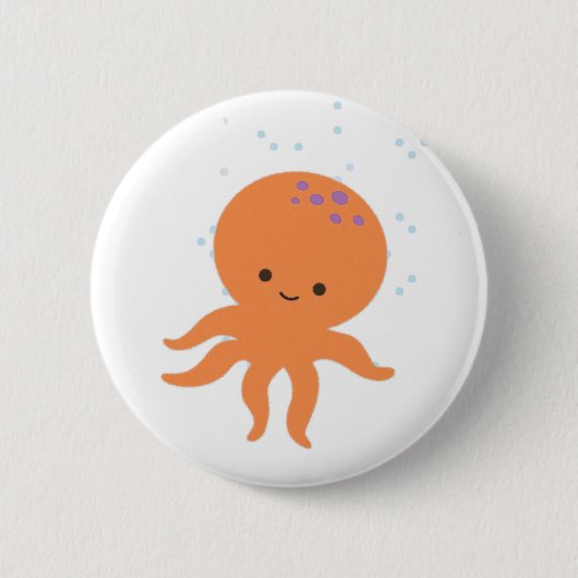 Niedlicher Octopus-Cartoon Button (Vorderseite)