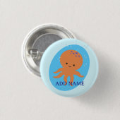 Niedlicher Octopus-Cartoon Button (Vorne & Hinten)