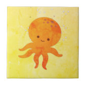 Niedlicher Octopus-Cartoon Fliese (Vorderseite)