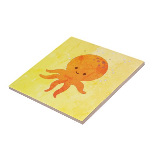 Niedlicher Octopus-Cartoon Fliese (Seite)