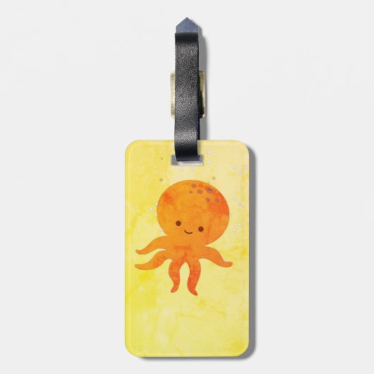 Niedlicher Octopus-Cartoon Gepäckanhänger (Rückseite vertikal)